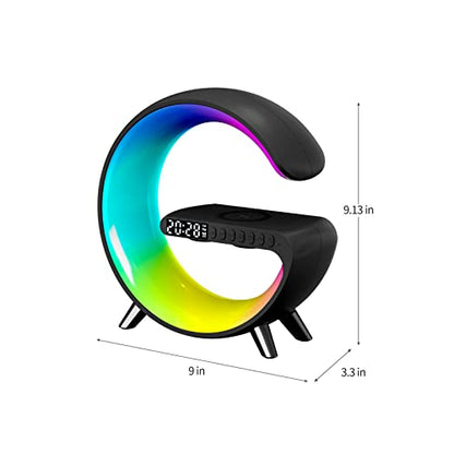 BKDRL Bluetooth Speaker Wireless Charger with Portable Small Mini Speaker,Wireless Atmosphere Lamp,Multifunctional RGB Night Light Alarm Clock & Charging Station,App Control (Black) (ZORAST-803)|B0C3QQ3T8V