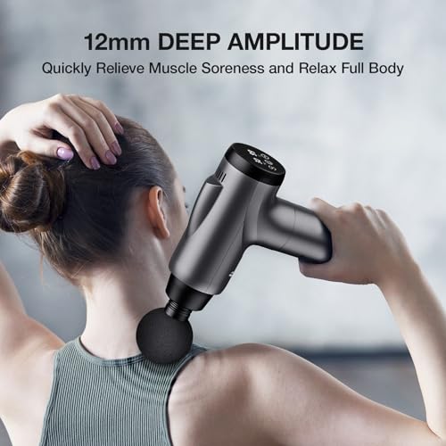 Massage Gun Deep Tissue, Handheld Electric Muscle Massager, High Intensity Percussion Massage Device for Pain Relief with 9 Attachments & 30 Speed(Grey)|B08TLWYKLS
