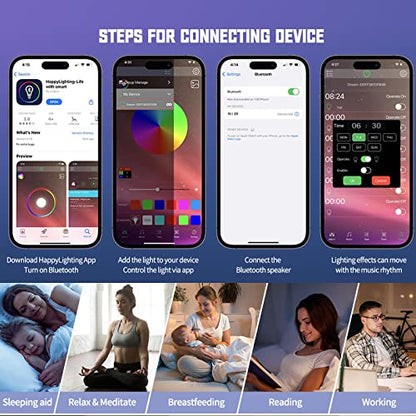 BKDRL Bluetooth Speaker Wireless Charger with Portable Small Mini Speaker,Wireless Atmosphere Lamp,Multifunctional RGB Night Light Alarm Clock & Charging Station,App Control (Black) (ZORAST-803)|B0C3QQ3T8V