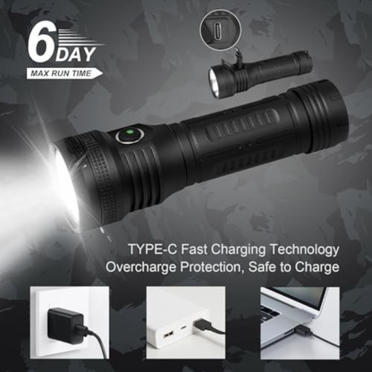 Tactical High Lumen Flashlight (6 Modes / Type-C)